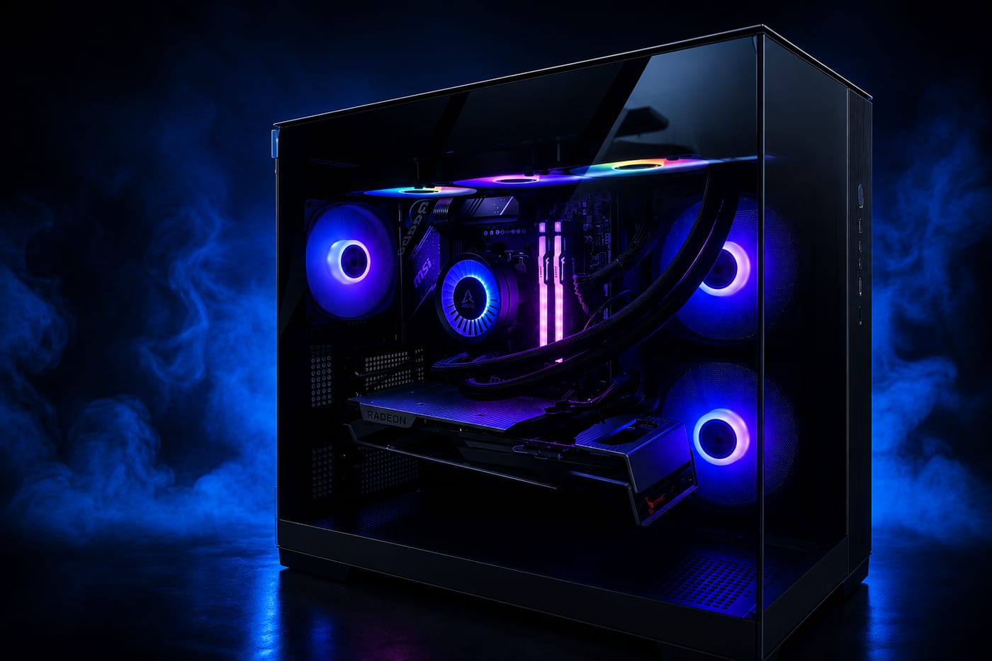 Custom gaming PC with liquid cooling